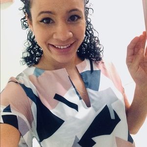 Pink multi color dress with matching belt